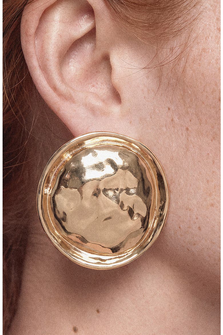 Hammered Circle Stud Earrings, Alternate, color, GOLD