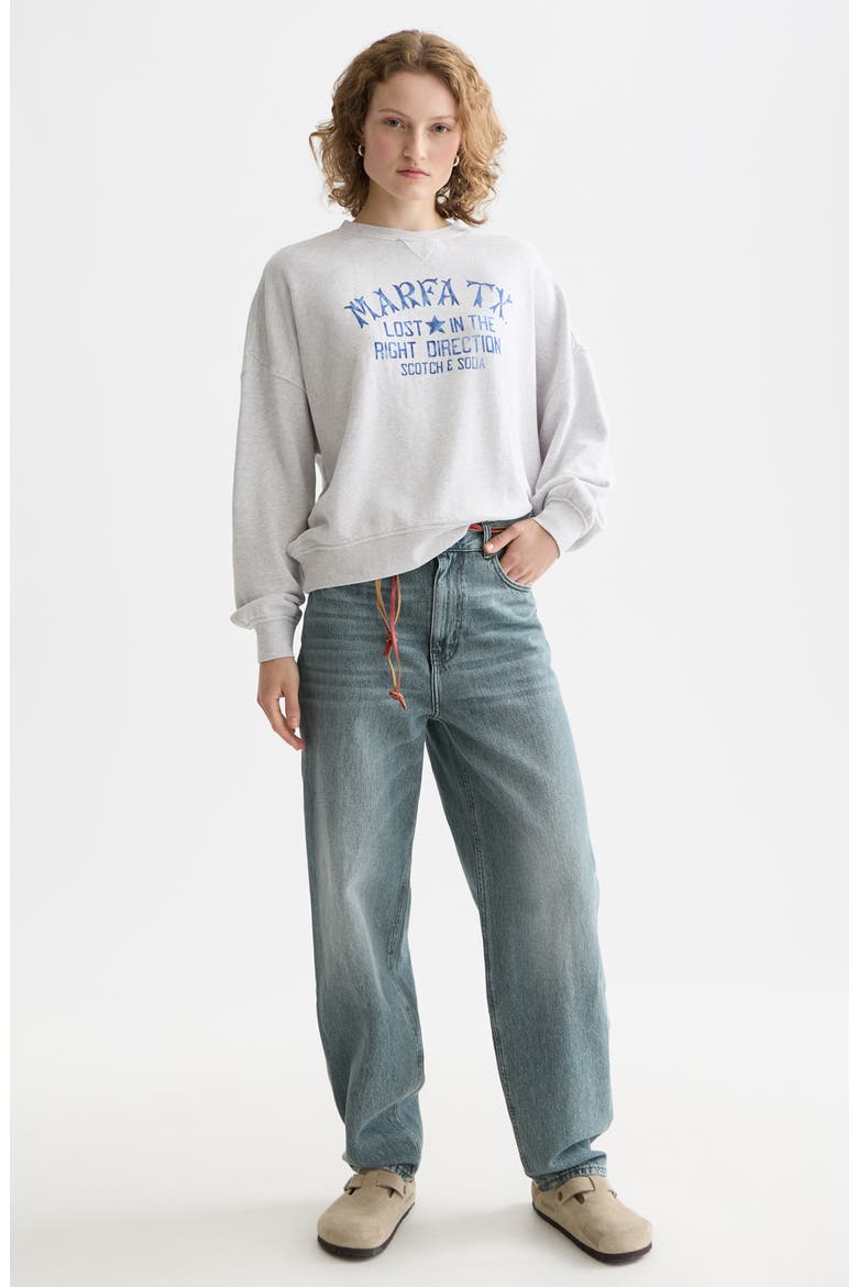 Oversize Graphic Cotton Sweatshirt, Alternate, color, GREY MELANGE