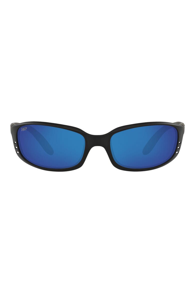 59mm Polarized Wraparound Sunglasses, Main, color, MATTE BLACK