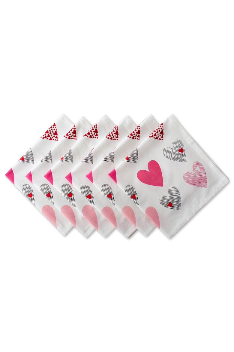 Hearts Collage Print Napkin Set/6, Main, color, Hearts Collage Print