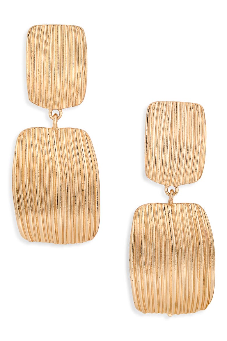 Ribbed Statement Drop Earrings, Main, color, GOLD