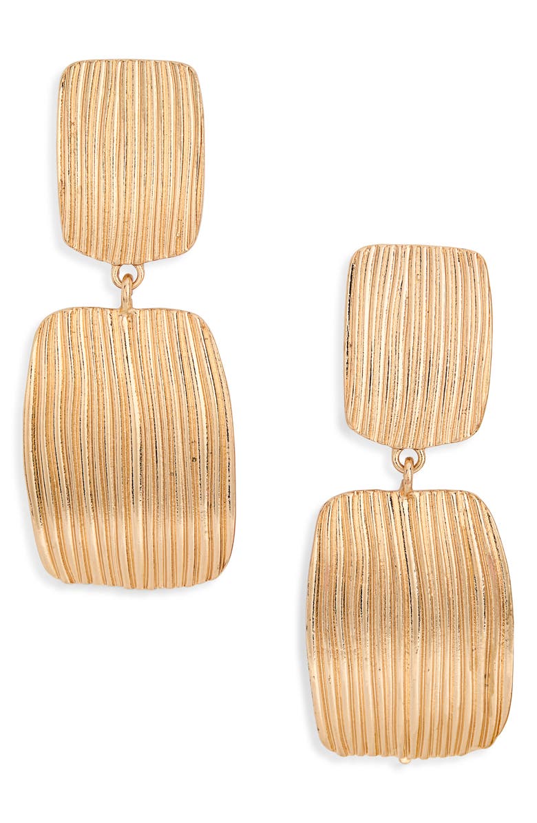 NORDSTROM RACK Ribbed Statement Drop Earrings, Main, color, Gold