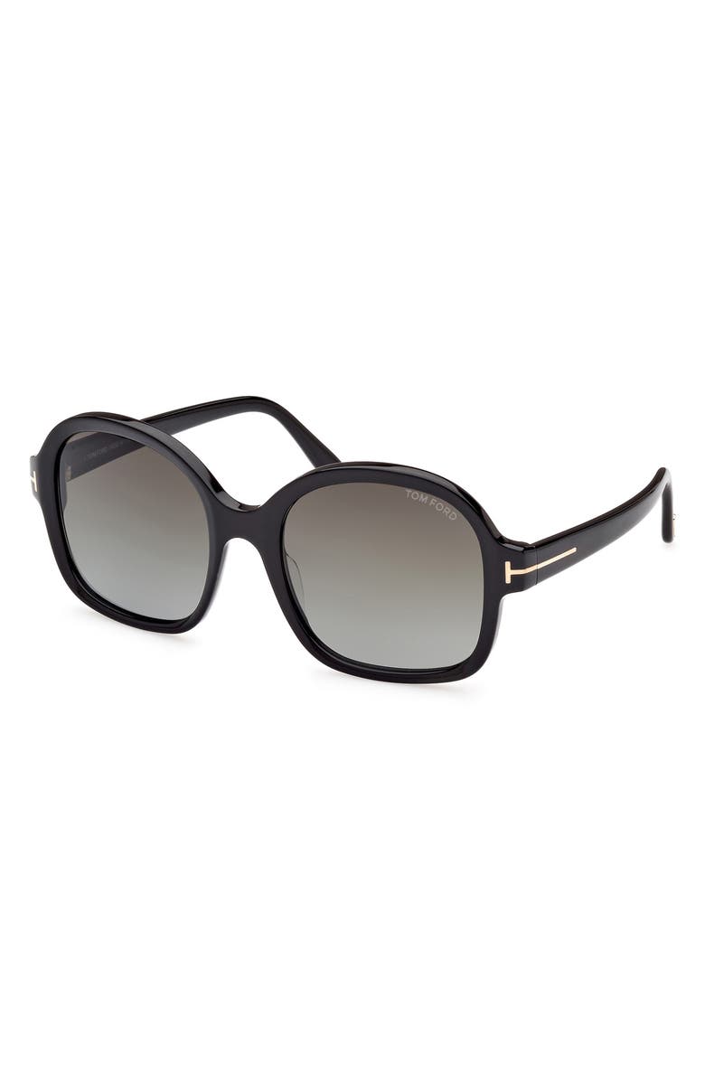 TOM FORD 68mm Butterfly Sunglasses, Alternate, color, Shiny Black / Gradient Smoke