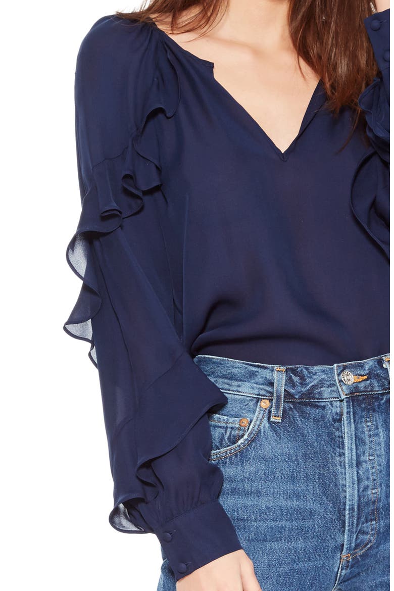 Julian Ruffle Blouse, Alternate, color, AQUARIUS