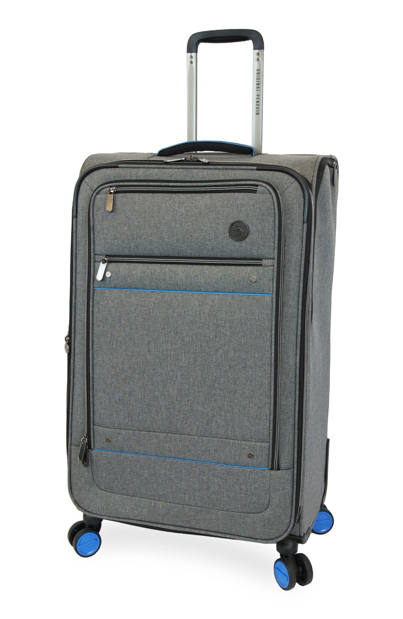 Original Penguin Havenport XL 3-Piece Softside Luggage Set, Alternate, color, Grey Crosshatch/ Blue