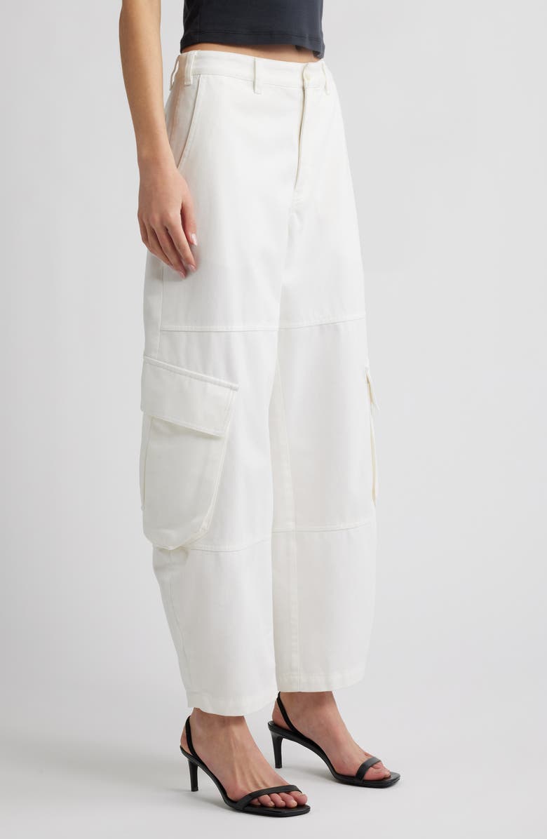 FRAME The Bubble Barrel Leg Cargo Pants, Alternate, color, White