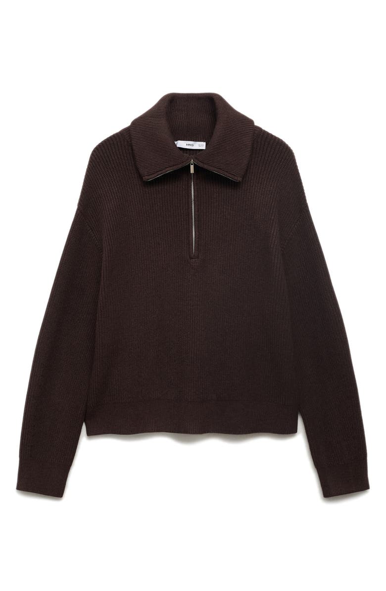 MANGO Half Zip Sweater, Alternate, color, Chocolate