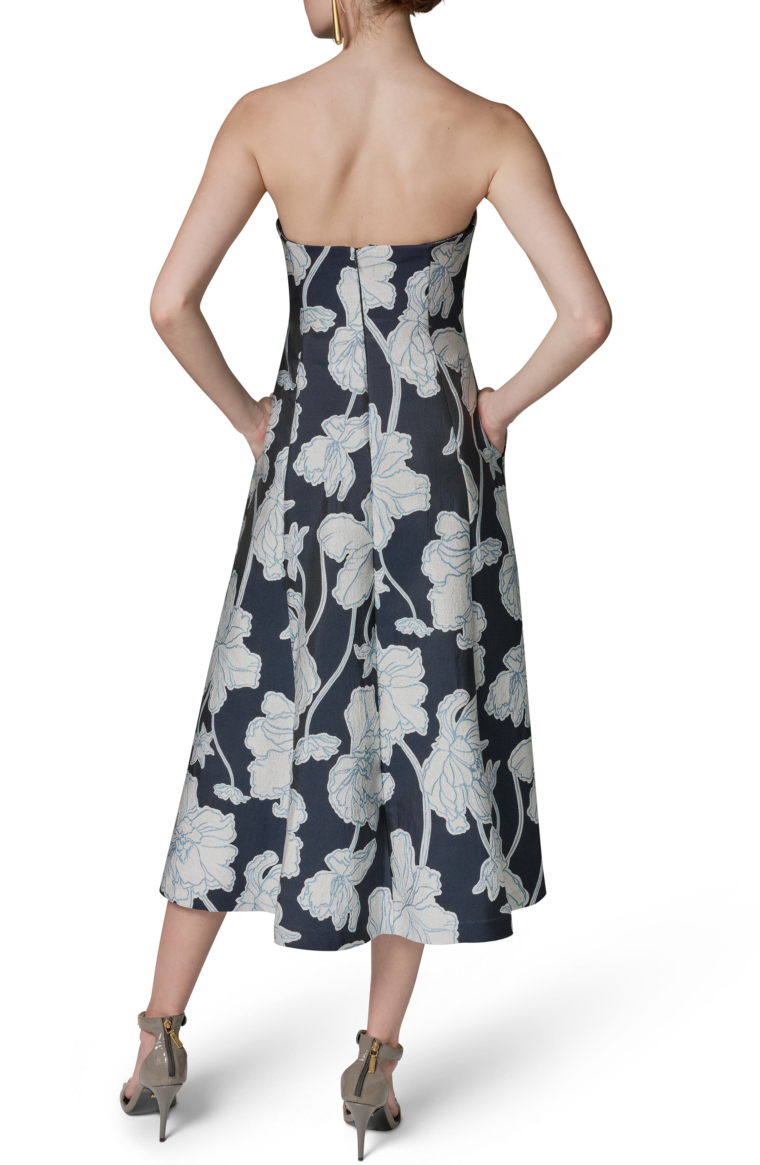 Floral Jacquard Strapless Dress - image 2