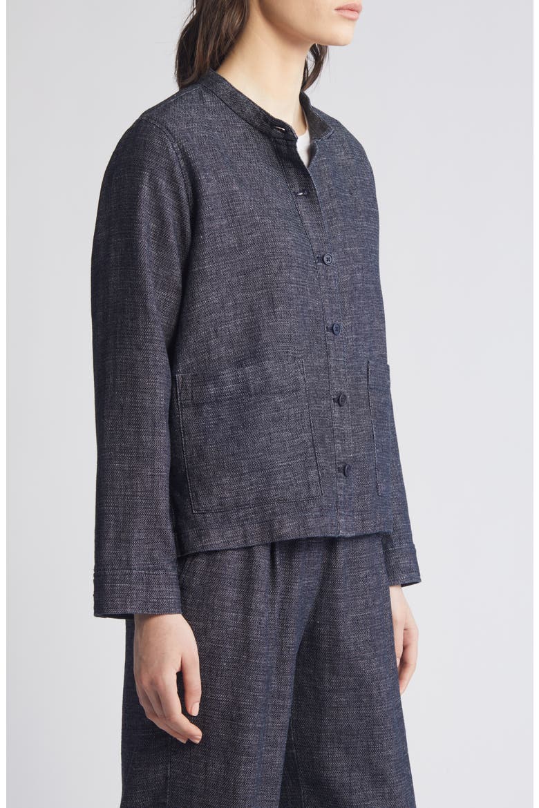 Mandarin Collar Hemp & Organic Cotton Jacket, Alternate, color, DENIM