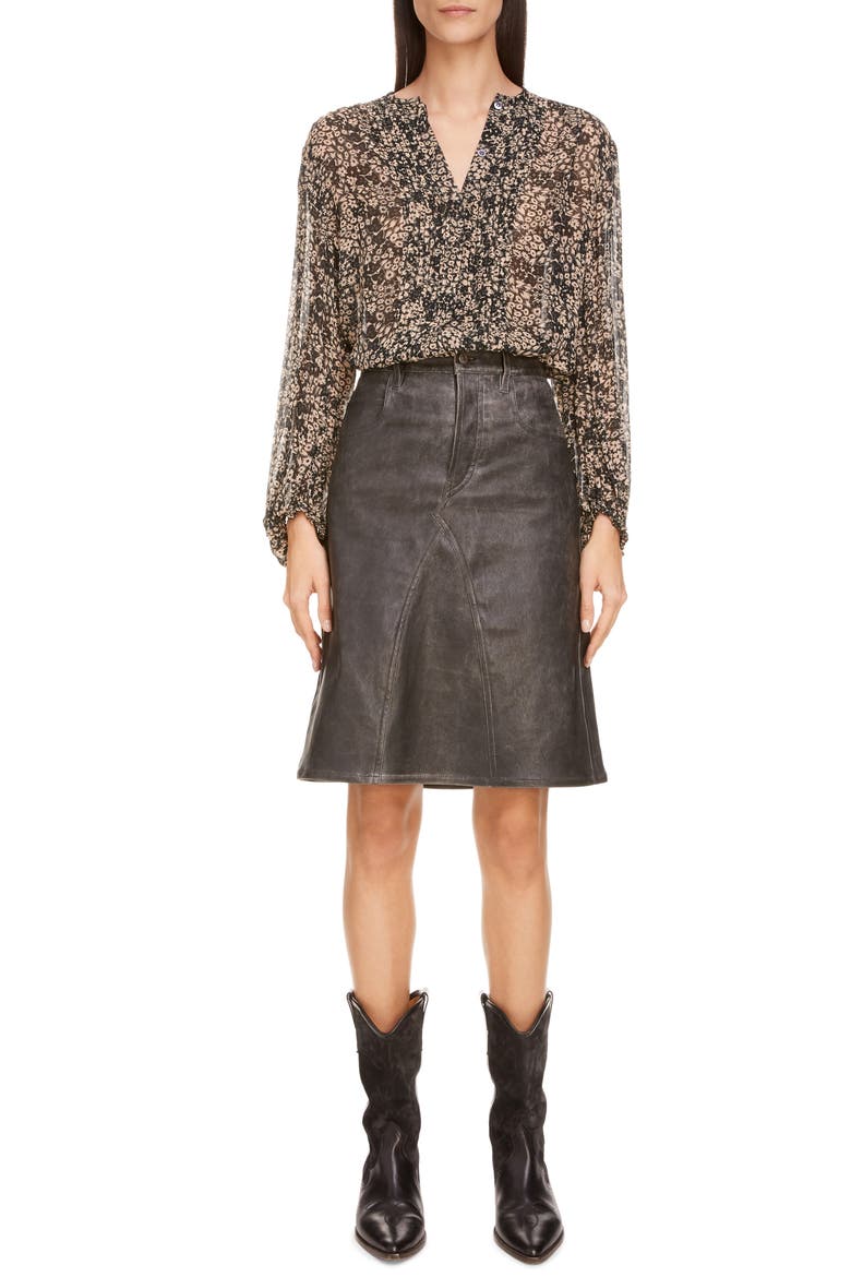Nastia Floral Print Pleated Blouse, Main, color, BLACK