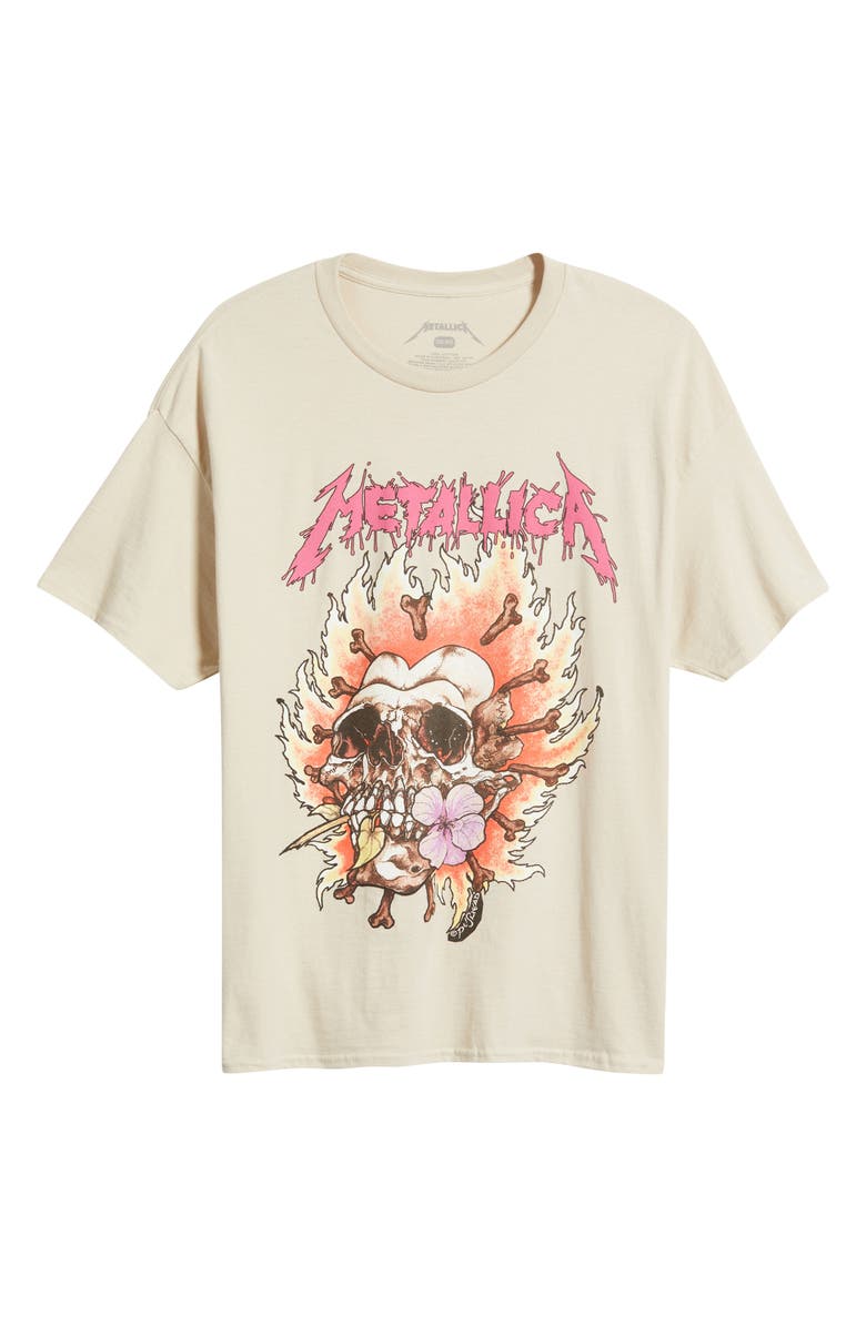 Merch Traffic Metallica Skull Cotton Graphic T-Shirt, Alternate, color, Sand