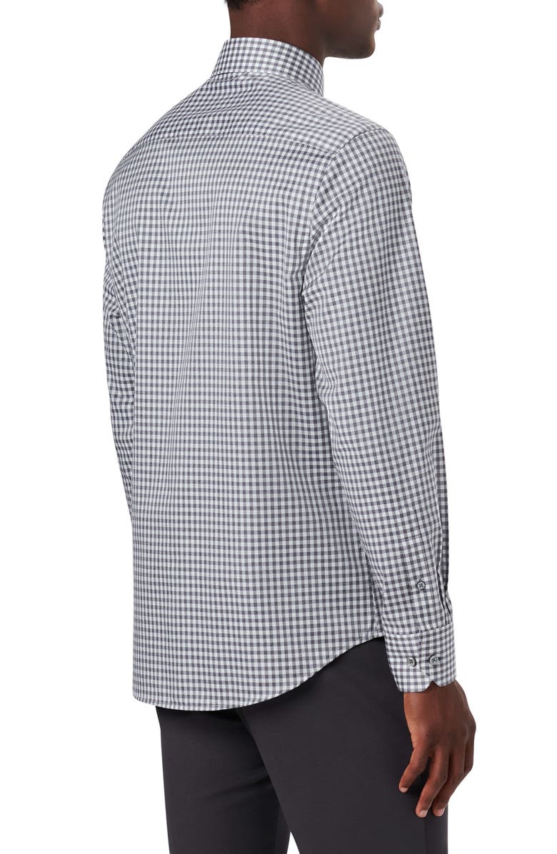 Bugatchi Shaped Fit Gingham Stretch Cotton Button-Up Shirt, Alternate, color,