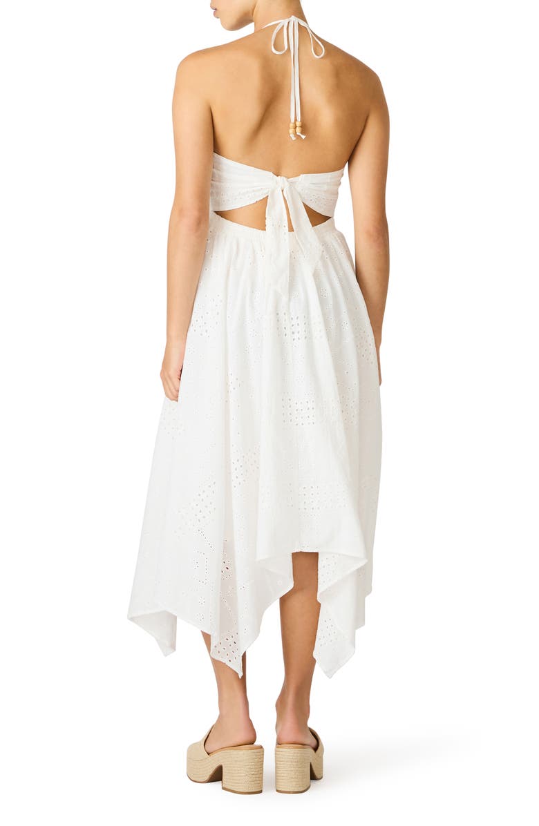 Steve Madden Dalina Eyelet Embroidery Halter Dress, Alternate, color, Birch White