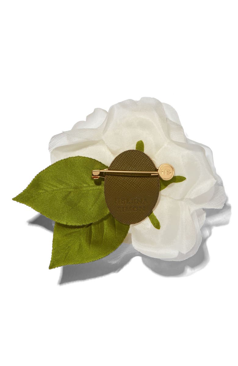 Helena Simon The White Rose Floral Brooch, Alternate, color, White