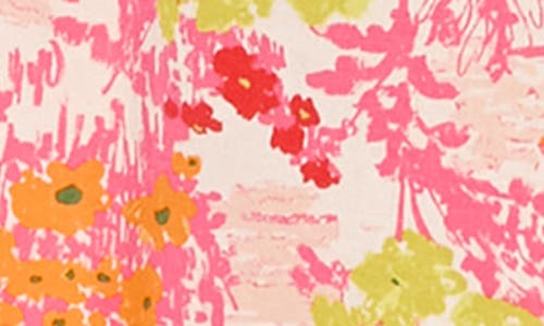 London Times Floral Sleeveless Linen Blend Midi Shirtdress In Pink Multi