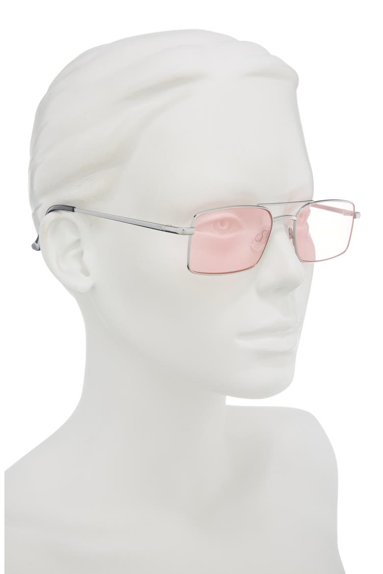 Gradient Rectangular Aviator Sunglasses, Alternate, color, RHODIUM- PINK
