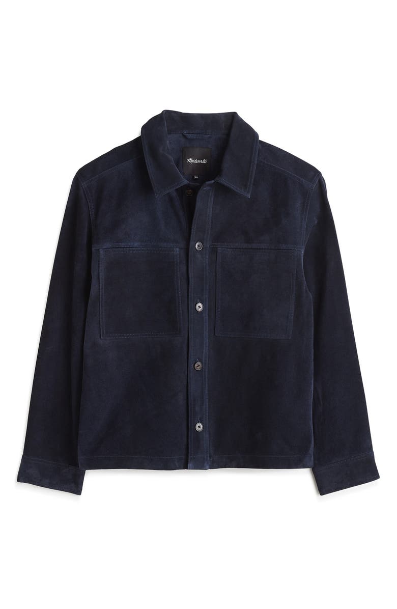 Madewell Boxy Suede Shirt Jacket, Alternate, color, Dark Indigo