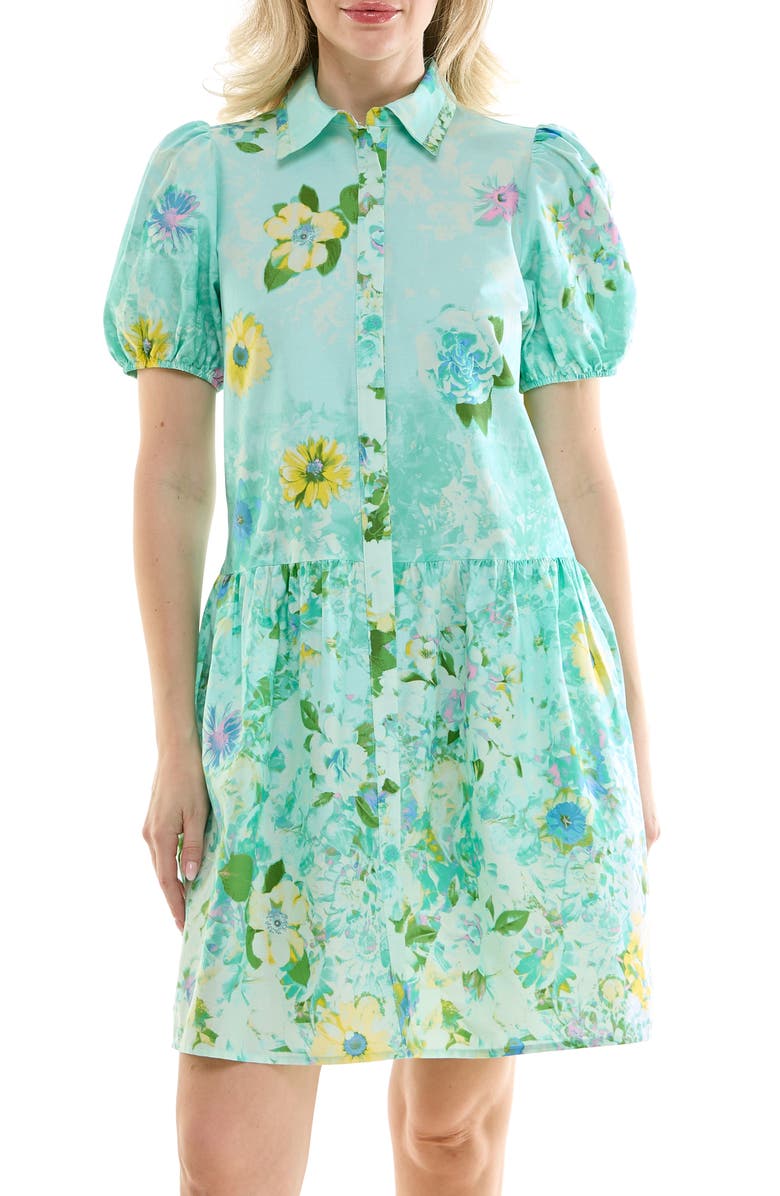Nicole Miller Puff Sleeve Shirtdress, Alternate, color, 
