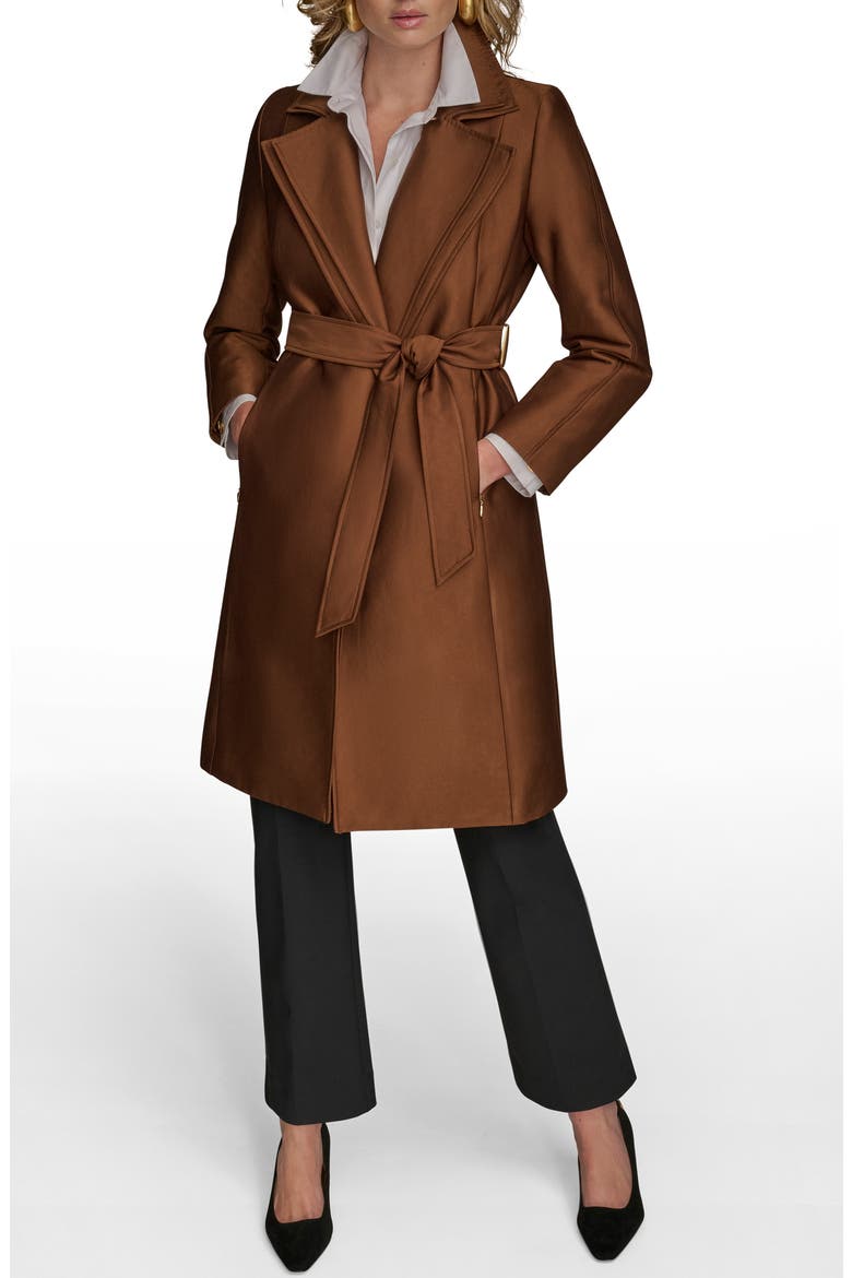 Double Collar Cotton Blend Trench Coat, Main, color, TOBACCO