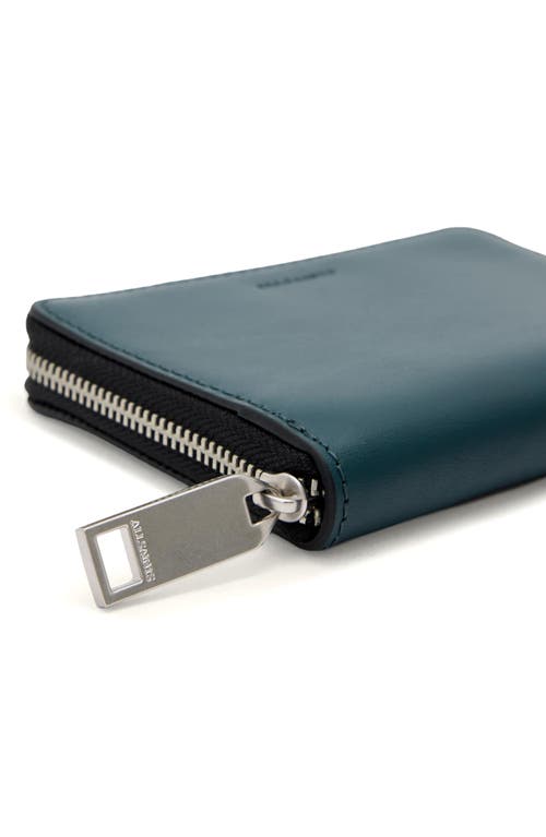 Allsaints Lena Hex Leather Zip Wallet In Green