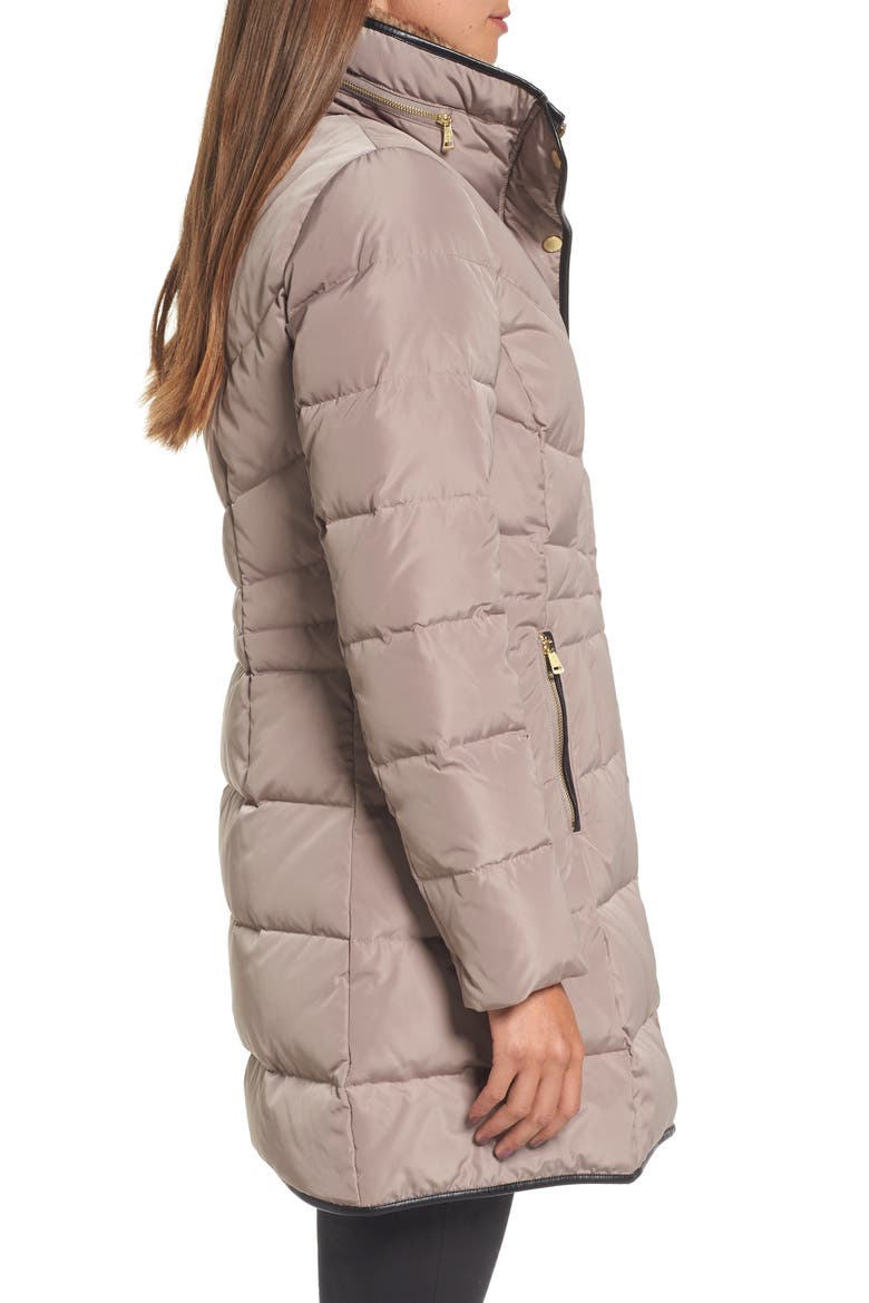 Quilted Down & Feather Fill Jacket with Faux Fur Trim, Alternate, color, CASHEW