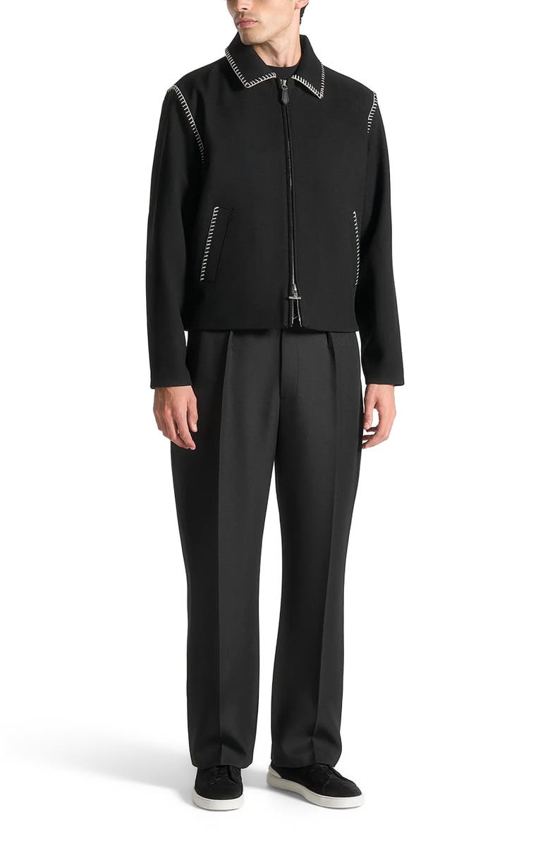 Manière De Voir Alex Whipstitch Twill Boxy Jacket, Main, color, Black