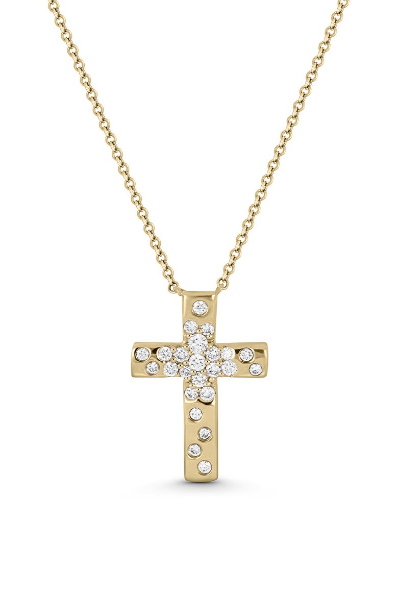 Kiera 18k Gold Diamond Cross Pendant Necklace, Main, color, 18KY
