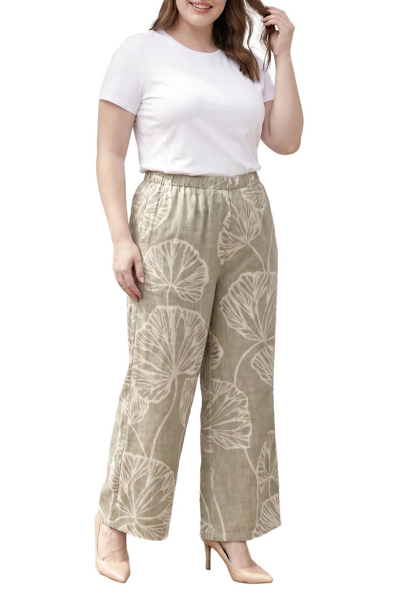Leaf Print Pants, Alternate, color, KHAKI