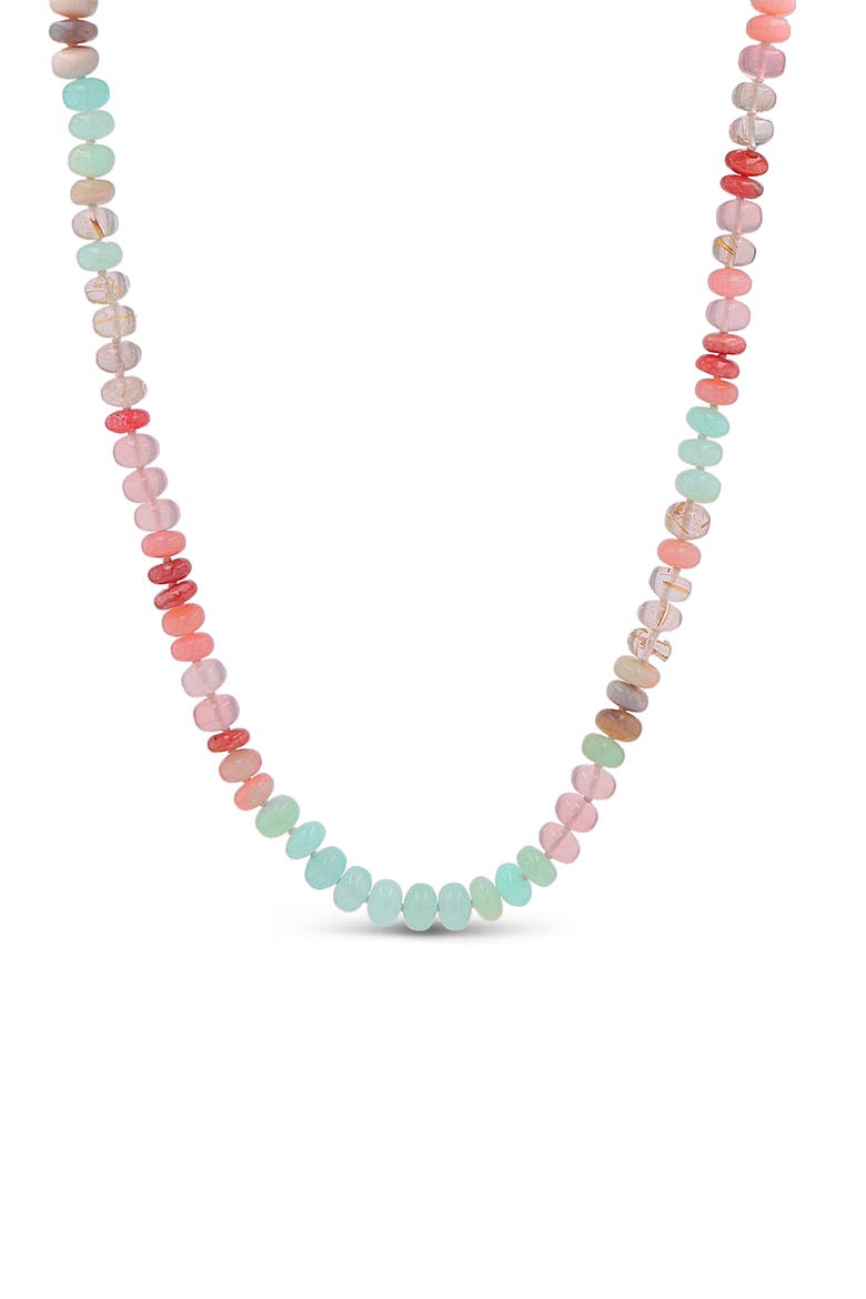 Multi Color Light Opal Knotted Necklace, Main, color, Light Opal / Sterling Silver