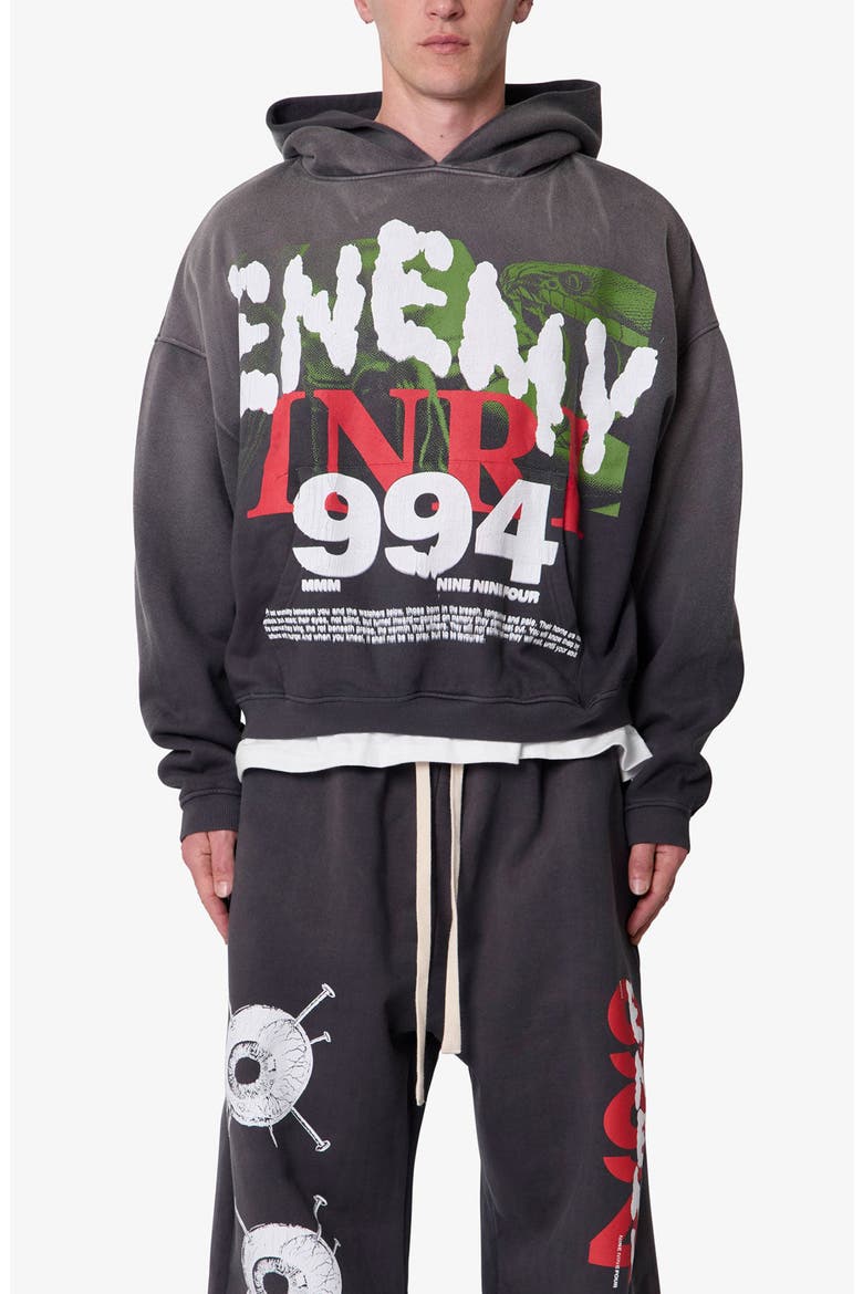 Enemy Oversize Cotton Pullover Hoodie, Main, color, WASHED BLACK