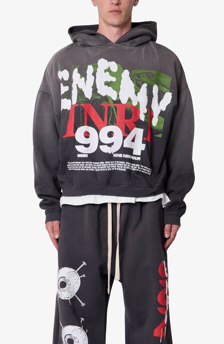 mnml Enemy Oversize Cotton Pullover Hoodie, Main, color, 