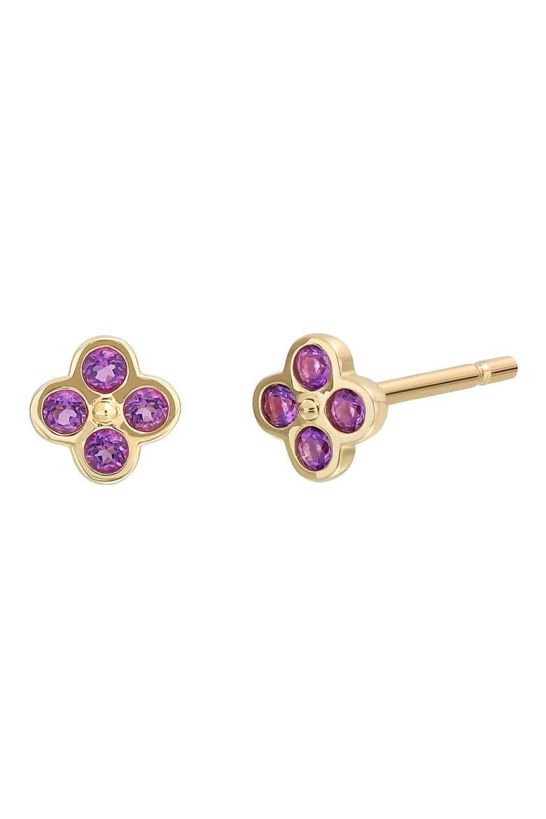 14K Gold Amethyst Stud Earrings, Main, color, 0.1 14KY