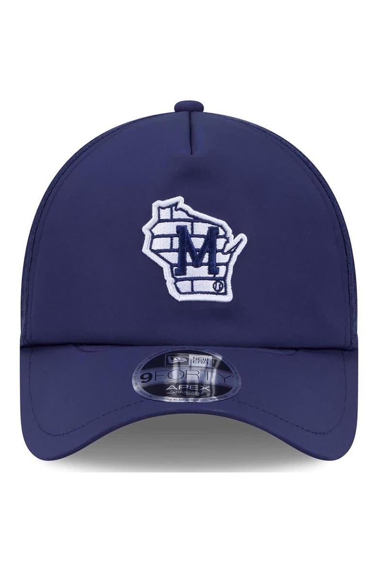 Men's New Era Navy Milwaukee Brewers 2026 Batting Practice Alternate Apex 9FORTY Adjustable Hat, Alternate, color, Navy