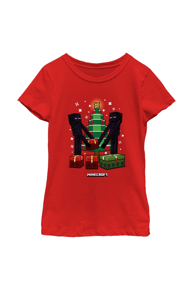 Girls' Christmas Tree Endermans Graphic Tee, Main, color, Red
