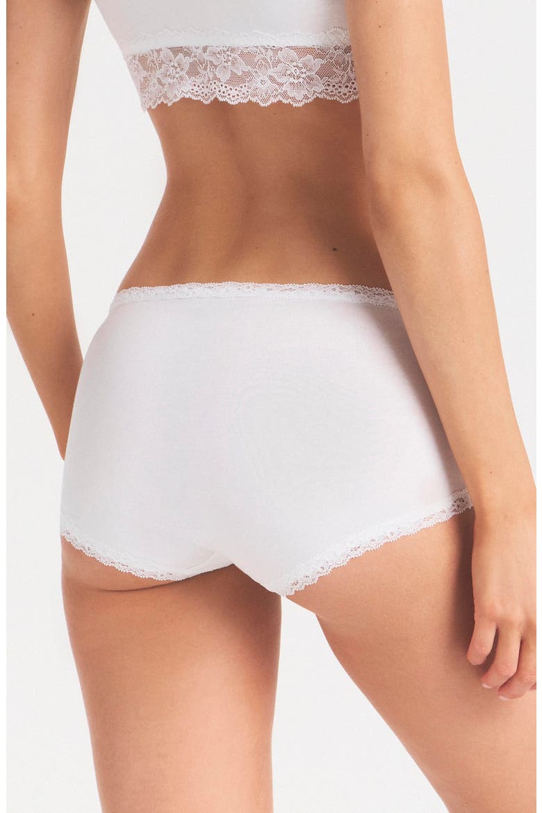 Lace Trim Boyshorts, Alternate, color, SNOW
