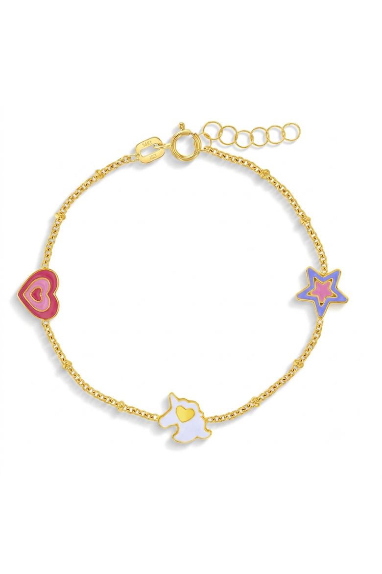 14k Enamel Unicorn Power Bracelet, Main, color, Multi-Color