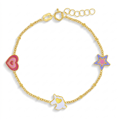 14k Enamel Unicorn Power Bracelet