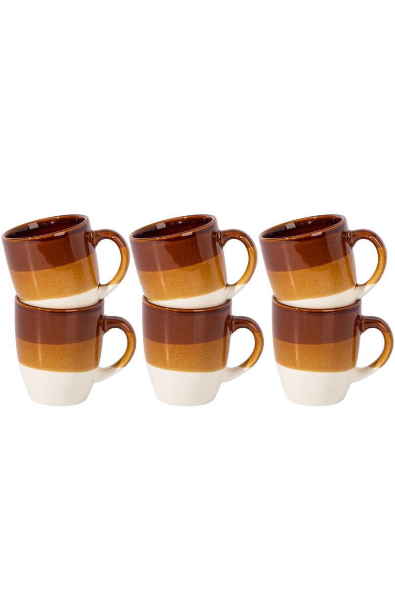 Gibson Home Yellowstone 6 Piece 12 Ounce Stoneware Mug Set, Alternate, color, Brown