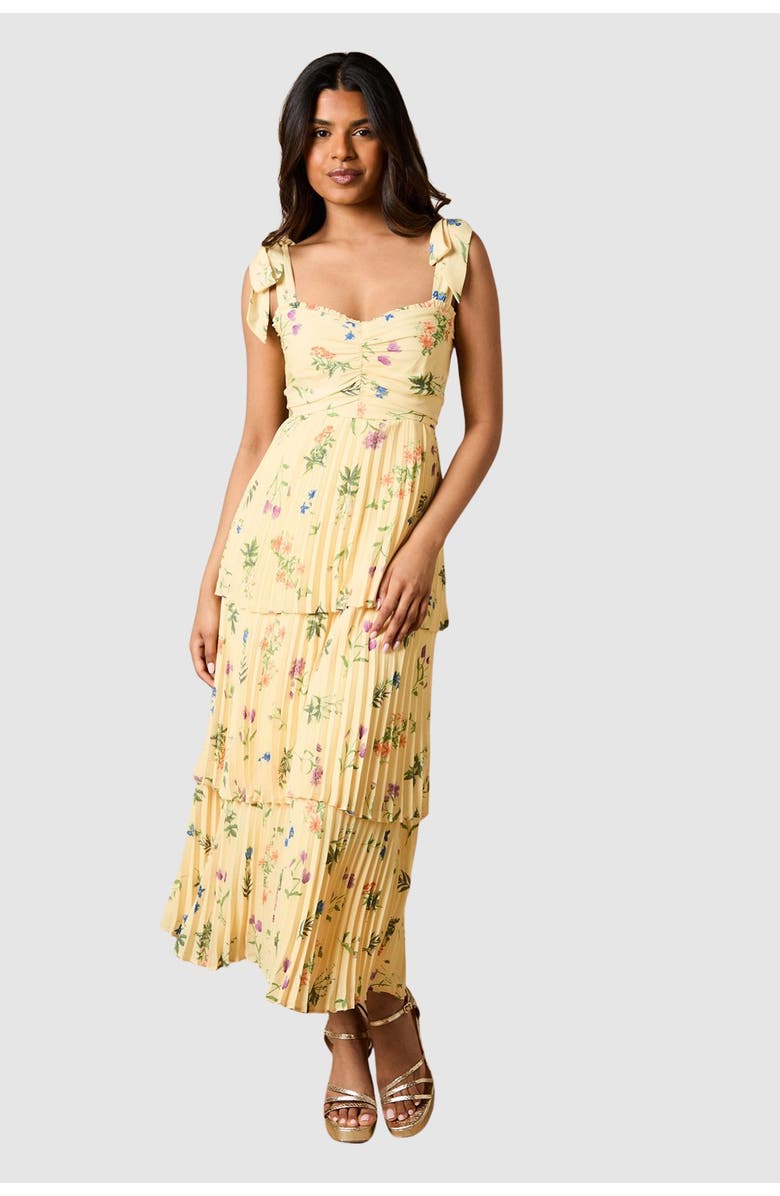Oasis Petite Tie Shoulder Midi Dress, Main, color, Lemon