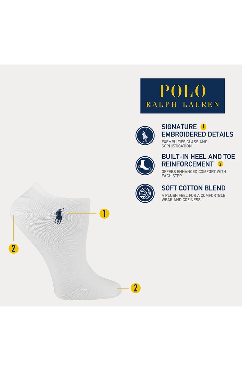 Polo Ralph Lauren Assorted 6-Pack Ankle Socks, Alternate, color, White