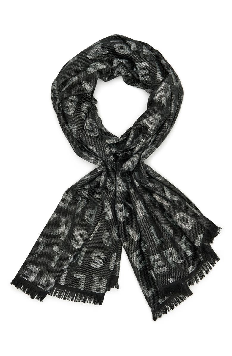 KARL LAGERFELD PARIS Logo Metallic Wrap Scarf, Alternate, color, 