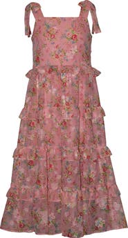 Iris & Ivy Kids' Metallic Floral Tiered Party Dress