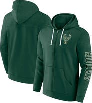FANATICS Men's Fanatics Branded Hunter Green Milwaukee Bucks Offensive Line Up Full-Zip Hoodie