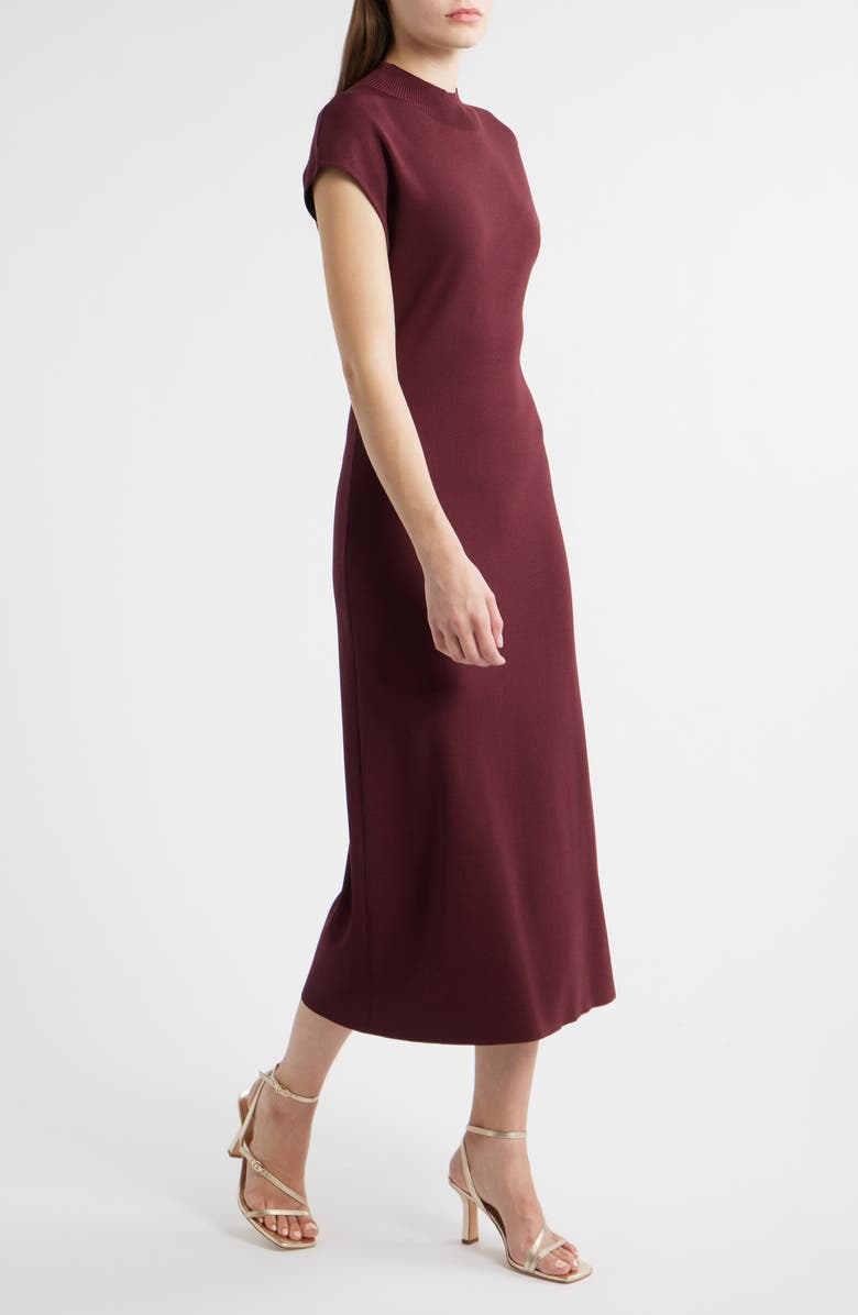 ZOE AND CLAIRE Mock Neck Short Sleeve Sweater Dress, Alternate, color, Burgundy