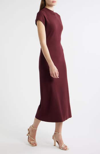 Mock Neck Short Sleeve Sweater Dress