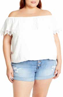 City Chic Sara Off the Shoulder Short Sleeve Top