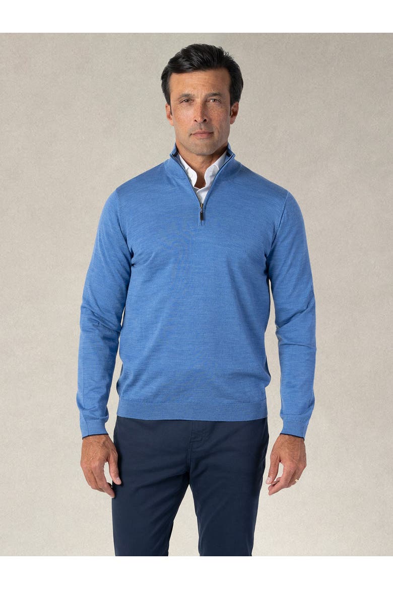 Eastwood Quarter Zip Sweater, Main, color, Sky Blue with Navy Tipping