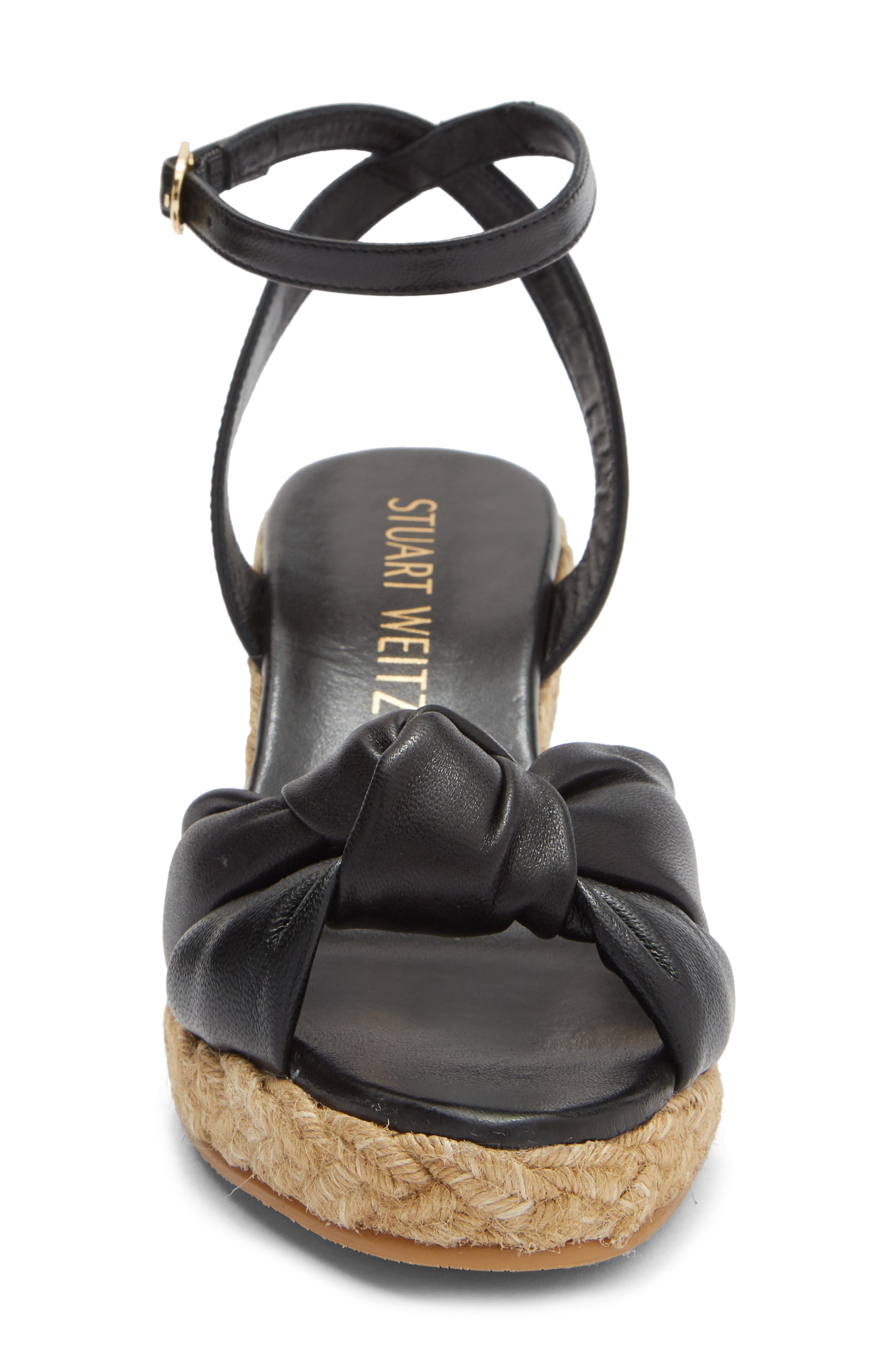 Stuart Weitzman Playa Espadrille Knot Wedge Sandal, Alternate, color, Black/ Natural