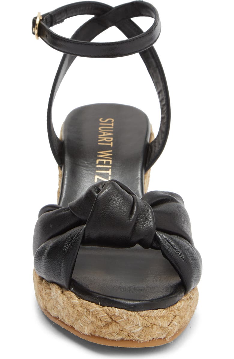 Stuart Weitzman Playa Espadrille Knot Wedge Sandal, Alternate, color, Black/ Natural