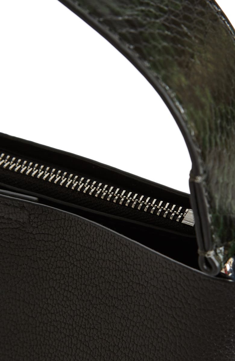 Reiss Hudson Mini Snakeskin Trim Leather Bucket Bag, Alternate, color,